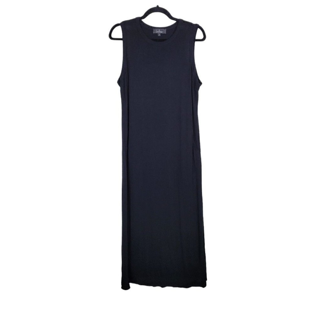 Lulus Size 1X Shield and Sword Black Jersey Maxi Dress Sleeveless Pockets EUC